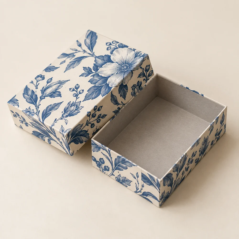 Boîte rigide pour cartes 70 × 105 mm — exemple de personnalisation, visualisation